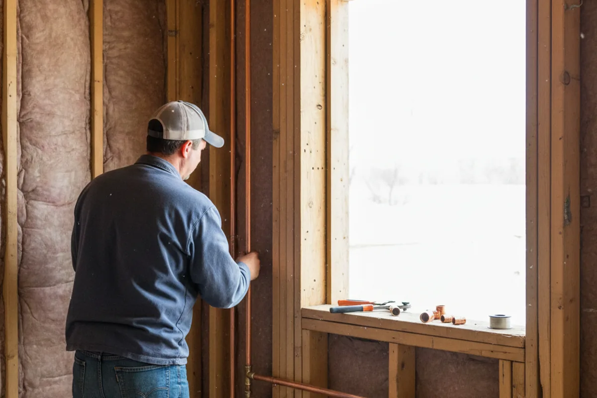 Licensed plumber running new copper supply lines in a Talbott home