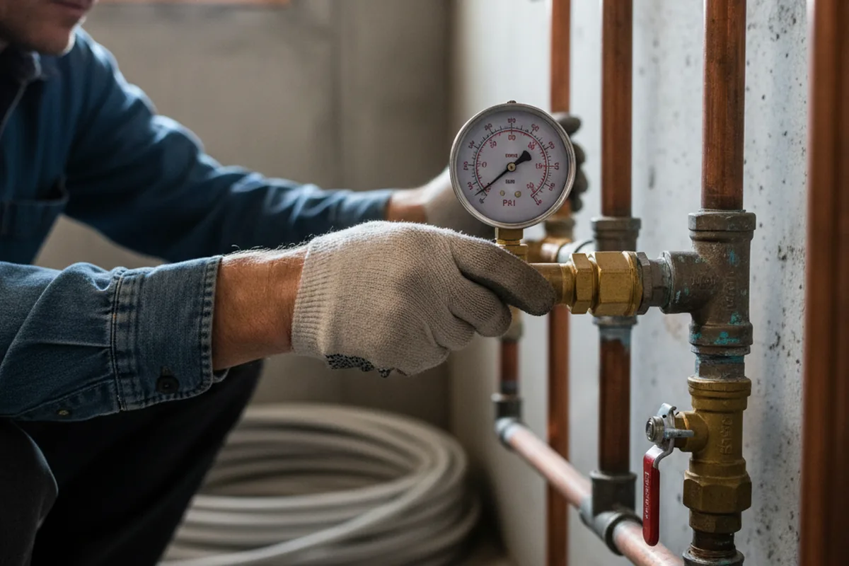Pressure testing a repaired line during Water Line Repair in Talbott